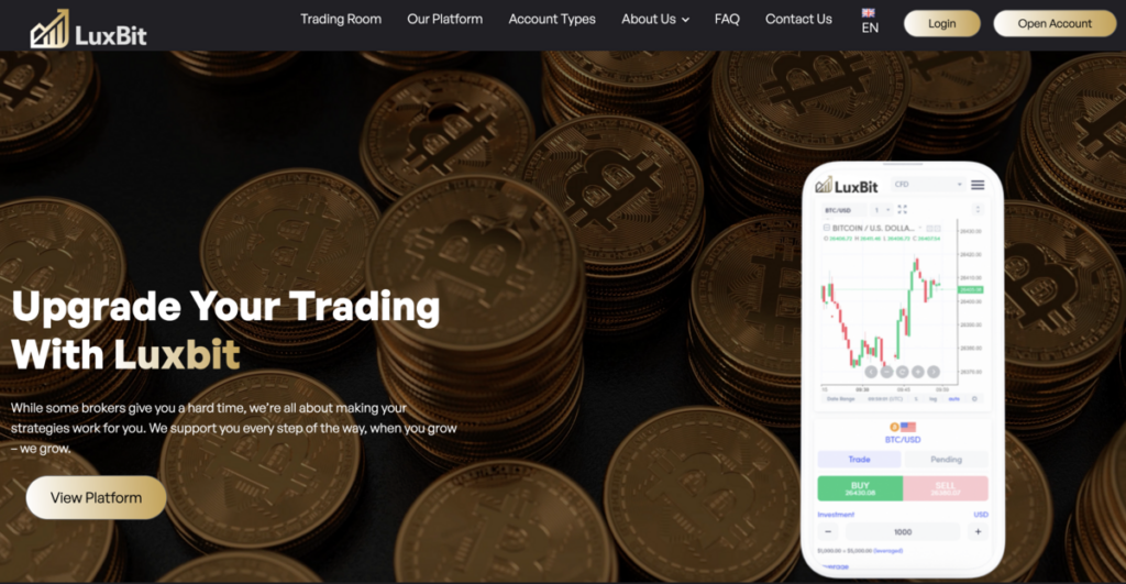 luxbit home page screenshot