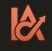 Orange logo featuring the stylized letters L and A with a circular curved line around them