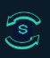 Teal circular arrows encircling a stylized 'S' symbol, suggesting currency exchange or money transfer service.