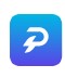 App icon: blue‑to‑purple gradient square with a white abstract swoosh/arrow symbol inside.